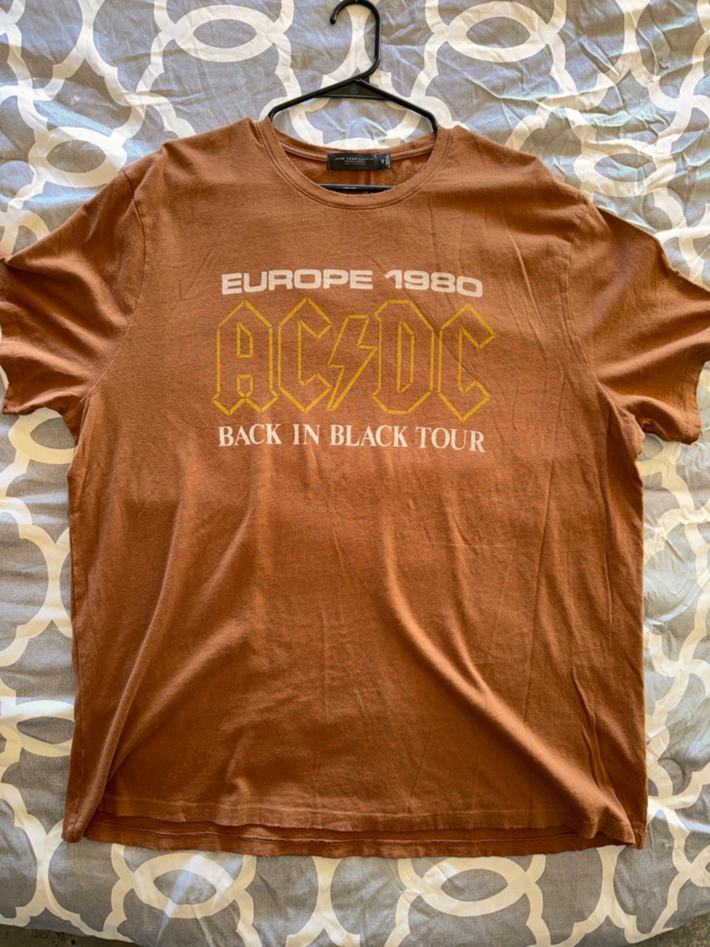 Brown AC/DC Europe 1980 Back In Black Tour Tee